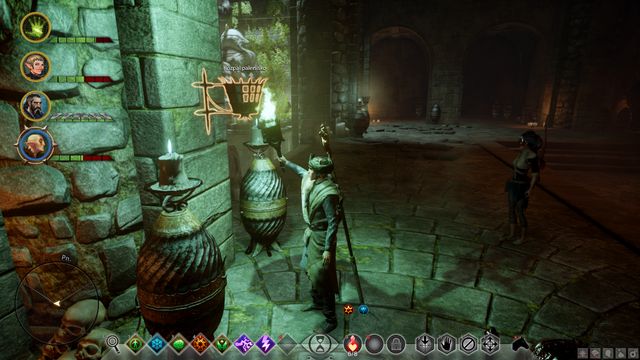 One of the torches that you need to light - Dragon Age Inquisition: The Knights Tomb - Side Quests - Emerald Graves - Dragon Age: Inquisition Game Guide & Walkthrough