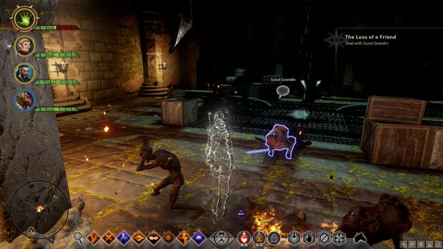 Grandin in the cave. - Dragon Age Inquisition: The Loss of a Friend - The Frostback Basin - Jaws of Hakkon DLC - Dragon Age: Inquisition Game Guide & Walkthrough