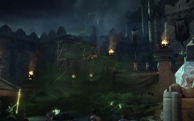 Clarel and Edimond on the forts battlements - Dragon Age Inquisition: Here Lies the Abyss - Main storyline quests (The Path of the Inquisitor) - Dragon Age: Inquisition Game Guide & Walkthrough