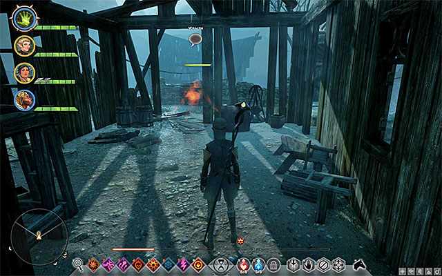 Explore the destroyed cottages to find the wraith - Dragon Age Inquisition: Burdens of Command - Side Quests - Crestwood - Dragon Age: Inquisition Game Guide & Walkthrough