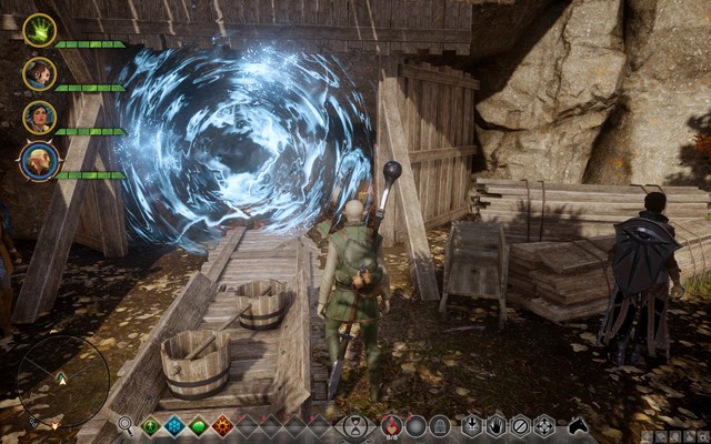 The entrance to a cave hidden behind a barrier - Dragon Age Inquisition: Open a Vein - Side quests - The Hinterlands - Dragon Age: Inquisition Game Guide & Walkthrough