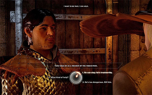 An example important decision to take, during a conversation - Dragon Age Inquisition: Conversations with NPCs - Combat - Dragon Age: Inquisition Game Guide & Walkthrough