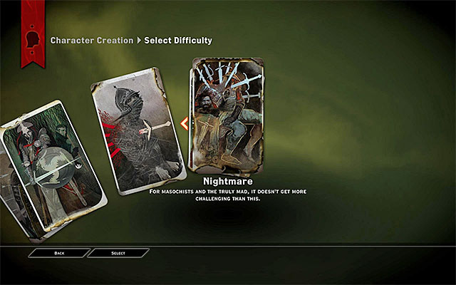 The first time you choose difficulty level s at the beginning of the game - Dragon Age Inquisition: Difficulty level - Character creation - Dragon Age: Inquisition Game Guide & Walkthrough