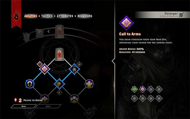 Example point distribution window - Dragon Age Inquisition: Abilities - Character development - Dragon Age: Inquisition Game Guide & Walkthrough
