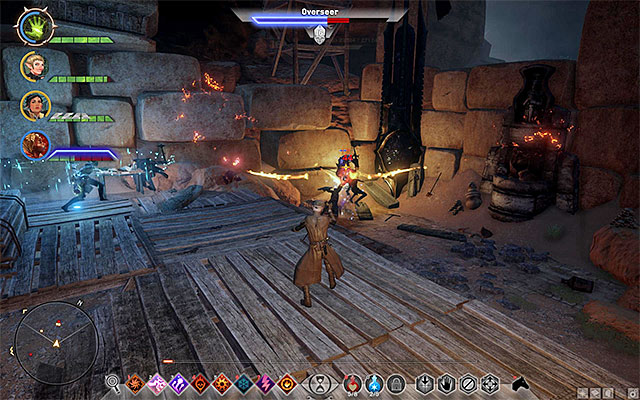 Get past the barricades and attack the group led by the Overseer. - Dragon Age Inquisition: Sand and Ruin - Side quests - The Hissing Wastes - Dragon Age: Inquisition Game Guide & Walkthrough