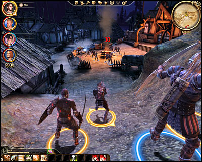 I would strongly recommend attacking the monsters seen in front of you from a distance - Dragon Age Origins: Attack at dawn - Redcliffe - Dragon Age: Origins Game Guide