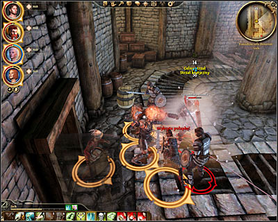 Howes guards will stop you once youve entered the first area of the dungeon (M74, 2) and you wont be able to prevent them from attacking your team - Dragon Age Origins: Saving the queen - Denerim - Dragon Age: Origins Game Guide