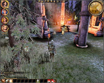 You wont have to pay too much attention to your answers during the conversation with Flemeth, because sooner or later shell give you the ancient treaties and youll automatically return to [Ostagar] (M21, 4) - Dragon Age Origins: The Grey Wardens cache - Ostagar - Dragon Age: Origins Game Guide