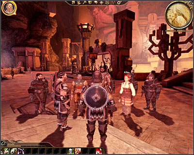 Eventually youll have to reach a passageway (M7, 5) leading back to [Orzammar - Commons - Berahts shop] (M5, 7) - Dragon Age Origins: Enslaved - Origin story: Dwarf commoner - Dust Town (Prologue) - Dragon Age: Origins Game Guide