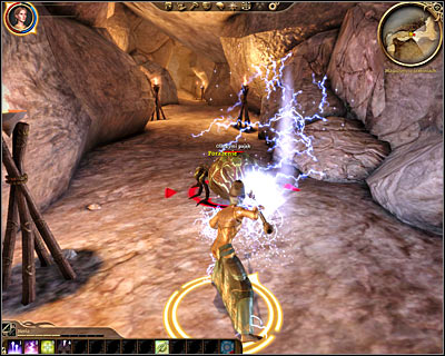 Youll soon find yourself standing in [The Circle Tower - Mage Quarters - Caves] (M13, 1) - Dragon Age Origins: Pests in the storage area - Origin story: Magi - The Circle Tower (Prologue) - Dragon Age: Origins Game Guide