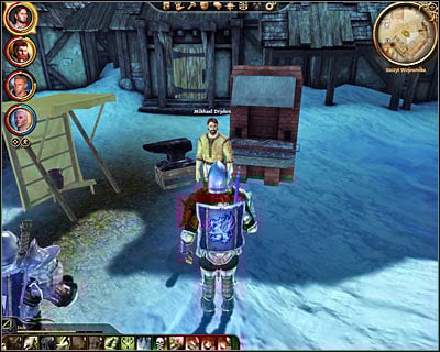 The second interactive person is Mikhael Dryden (DLC1, 9) - Dragon Age Origins: Epilogue - DLC - Wardens Keep - Dragon Age: Origins Game Guide