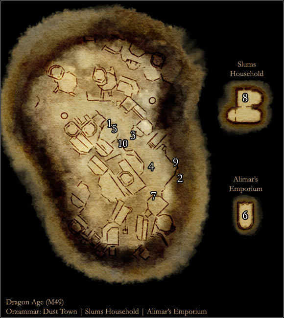 1 - Dragon Age Origins: Dust Town map - Maps of locations - Dragon Age: Origins Game Guide