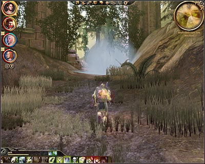 Both methods described above lead to this common solution which is to travel to [Brecilian forest - Eastern part] and to find the magical barrier (M43, 6) - Dragon Age Origins: Nature of the beast - Main quests - Dragon Age: Origins Game Guide