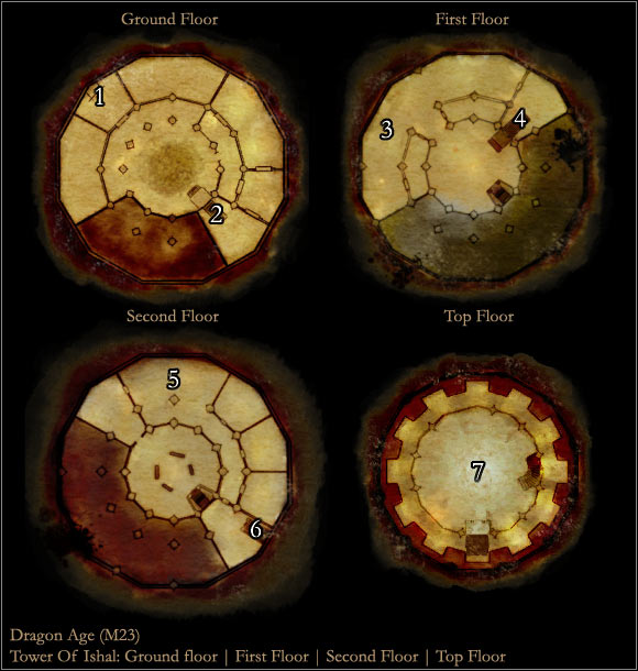 1 - Dragon Age Origins: Tower Of Ishal map - Maps of locations - Dragon Age: Origins Game Guide