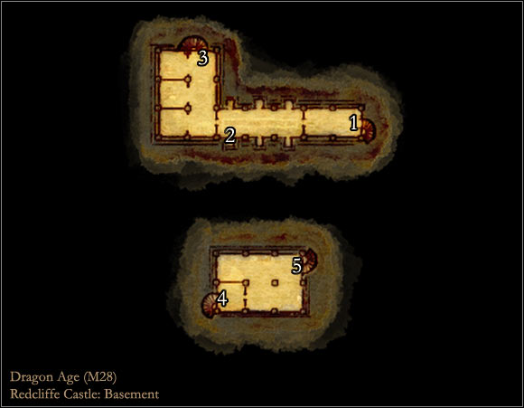 1 - Dragon Age Origins: Redcliffe Castle - Basement map - Maps of locations - Dragon Age: Origins Game Guide