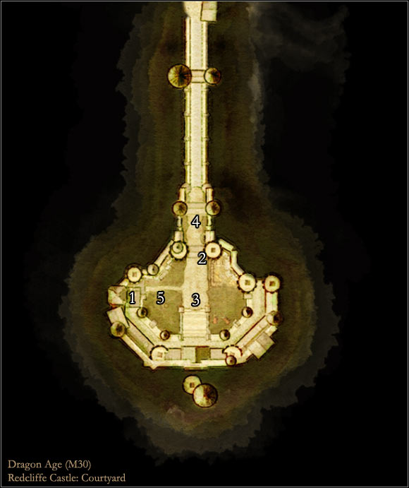 1 - Dragon Age Origins: Redcliffe Castle - Courtyard map - Maps of locations - Dragon Age: Origins Game Guide