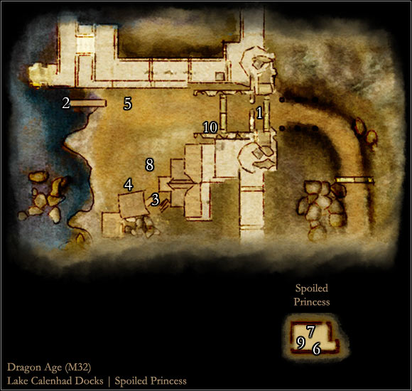 1 - Dragon Age Origins: Lake Calenhad Docks map - Maps of locations - Dragon Age: Origins Game Guide