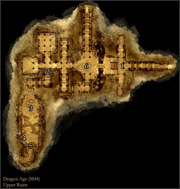 1 - Dragon Age Origins: Upper Ruins map - Maps of locations - Dragon Age: Origins Game Guide