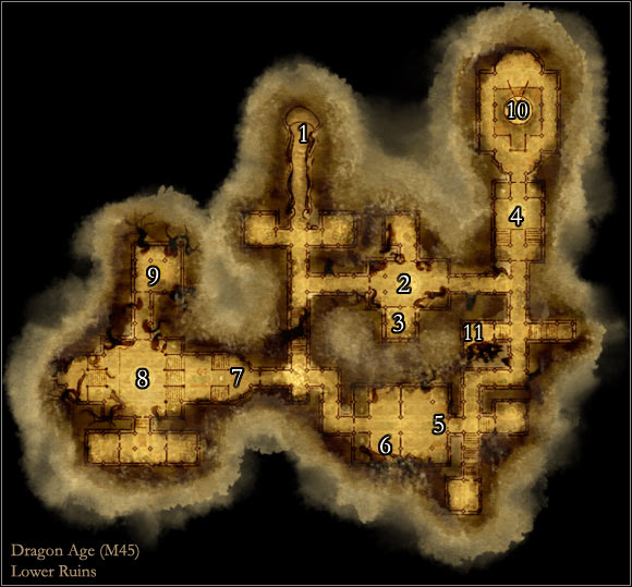 1 - Dragon Age Origins: Lower Ruins map - Maps of locations - Dragon Age: Origins Game Guide