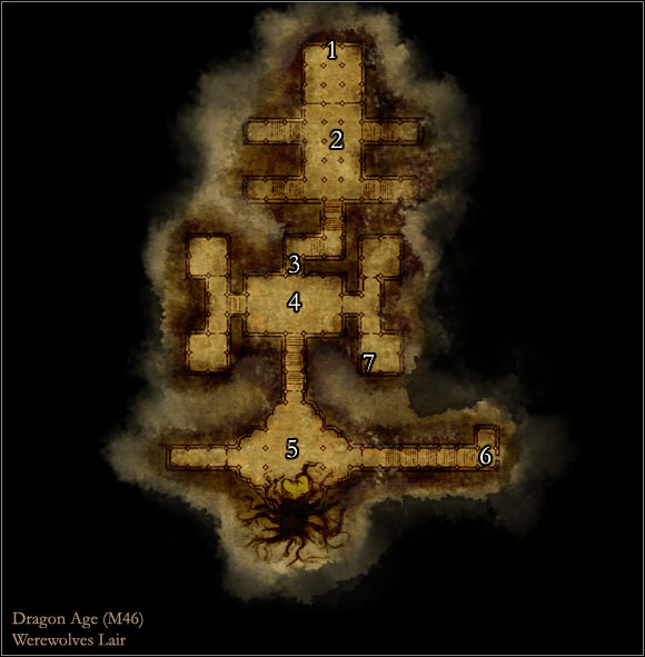 1 - Dragon Age Origins: Werewolves Lair map - Maps of locations - Dragon Age: Origins Game Guide