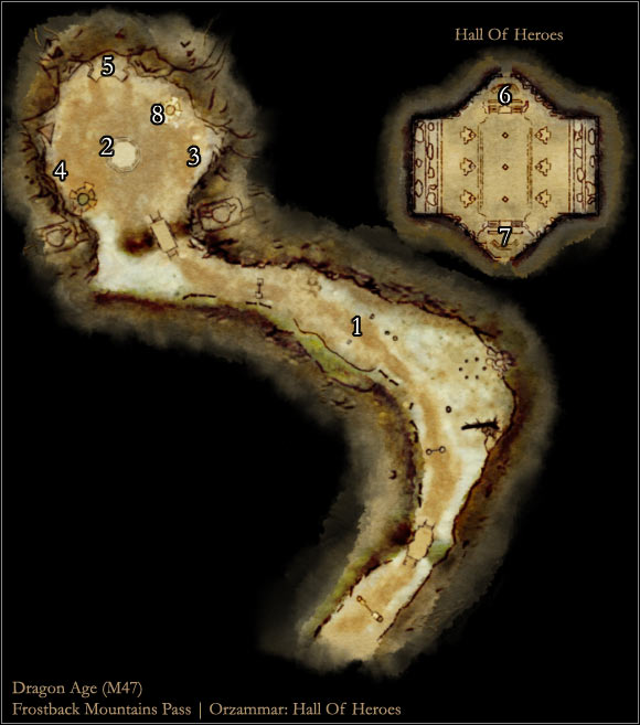 1 - Dragon Age Origins: Frostback Mountains Pass map - Maps of locations - Dragon Age: Origins Game Guide