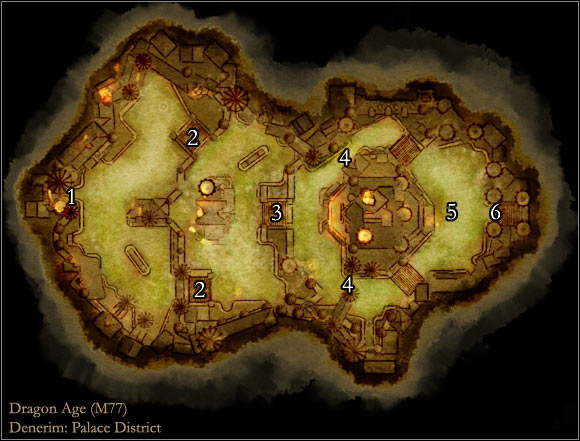 1 - Dragon Age Origins: Palace District map - Maps of locations - Dragon Age: Origins Game Guide