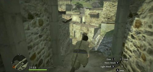 Leave the house and run towards the village gates - Upon a Pawn - Act I - Dragons Dogma - Game Guide and Walkthrough