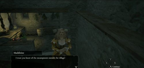 In short: Escort Madeleine from the village to the Encampment - Guard Duty - Act I - Dragons Dogma - Game Guide and Walkthrough