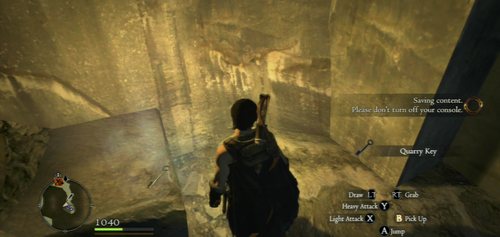 Inside, pick up the key (Quarry Key) lying on the rock (it's going to be illuminated a little) - Of Merchants and Monsters - Act II - Dragons Dogma - Game Guide and Walkthrough