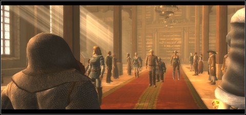 Chapter three starts with an audience in M5 - Chapter 3 - Main Quests - Chapter 3 - Drakensang: The Dark Eye - Game Guide and Walkthrough