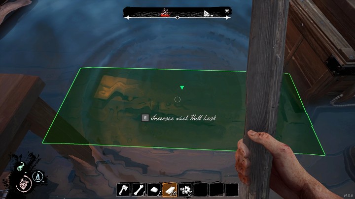 Once you have the necessary materials, go to the place where the water is breaking into the ship and press the button responsible for performing an action - Dread Hunger: Ship - how to repair it? - FAQ - Dread Hunger Guide