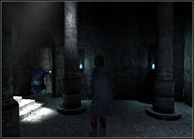 Inside, Aprilll see troll, who is opening the next door, but she doesnt know how - Dreamfall: Chapter 5 - Alchera - Dreamfall: Game Guide - Dreamfall: The Longest Journey Game Guide