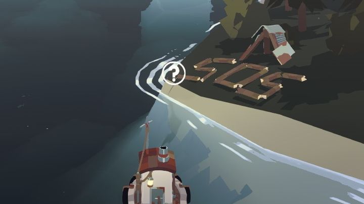 When you reach the place, you'll see a makeshift tent and an SOS sign made out of wood - Dredge: Castaway - Pursuits - Dredge Guide