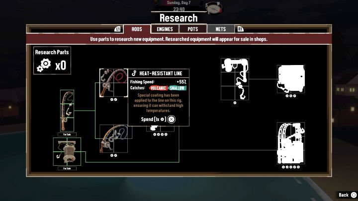 Research Parts: 2 (go to the Shipwright after donating the parts) - Dredge: List of all Rods - Basics - Dredge Guide