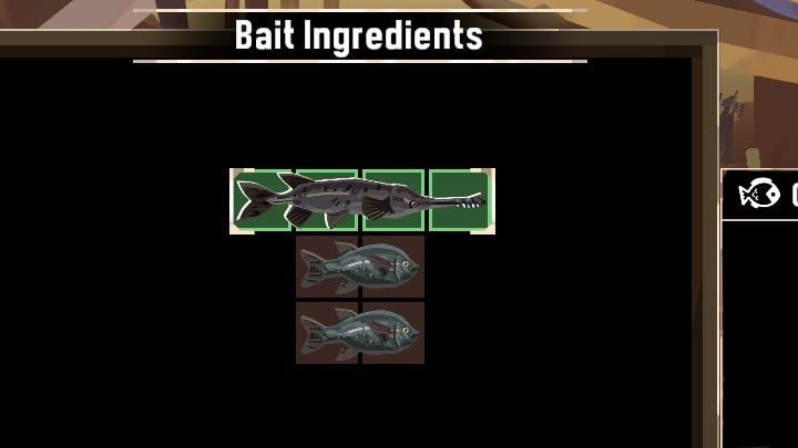 Give the fish to Airman and he will create the bait - place it in your inventory - Dredge: The Bitter End - Pursuits - Dredge Guide