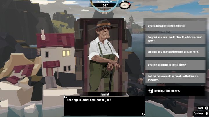 Once arrived, talk to Hermit to listen to his tale - Dredge: Hermitage - Pursuits - Dredge Guide