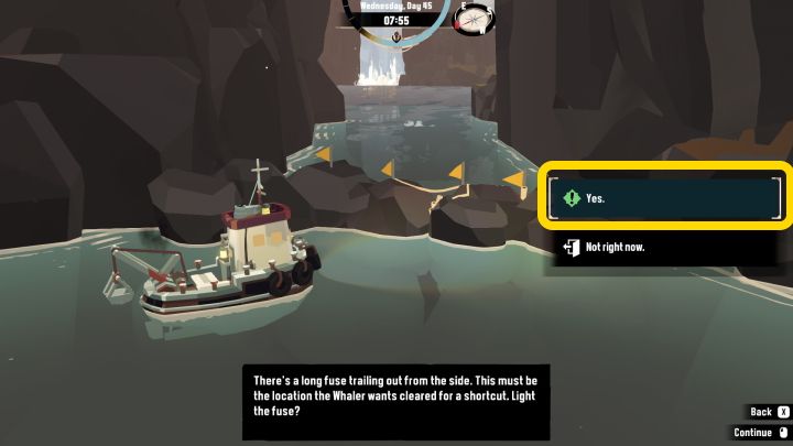 Answer Yes to blow up the obstacle - Dredge: Hermitage - Pursuits - Dredge Guide