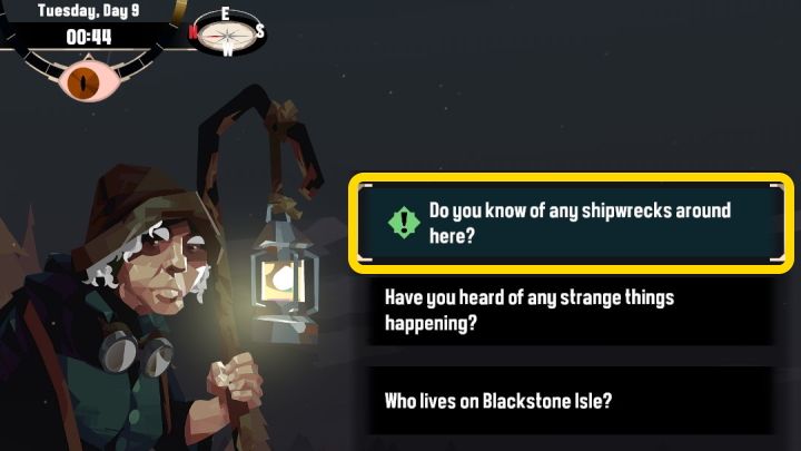 Ask her about the shipwrecks in the nearby area - Dredge: The Collector - Pursuits - Dredge Guide