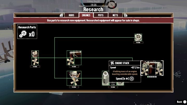 We do not recommend having only 2-3 large engines, because damage to one of them may greatly hinder your travel and make it difficult for you to get out of a dangerous situation - Dredge: Best fishing setup - Basics - Dredge Guide