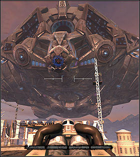 The Mothership is a large, flying fortress equipped with three laser cannons - Bosses - Listings - Duke Nukem Forever - Game Guide and Walkthrough