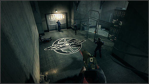 After the general's motivation speech, head to the other side of the infected generator room and go up the ladder to the control panel of the crane, from which two pipes are hanging - 19. Generator Room - Campaign - Duke Nukem Forever - Game Guide and Walkthrough