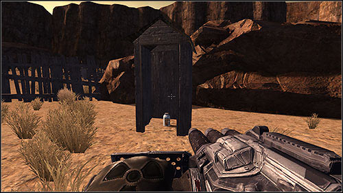 The barn itself is guarded by two big aliens, with a flying fatty as a bonus - 14. Ghost Town - Campaign - Duke Nukem Forever - Game Guide and Walkthrough