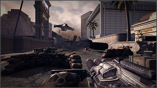 Once you reach more machine gun nests, use one of them to fight off the Pig wave coming your way - 6. Vegas In Ruin - Campaign - Duke Nukem Forever - Game Guide and Walkthrough