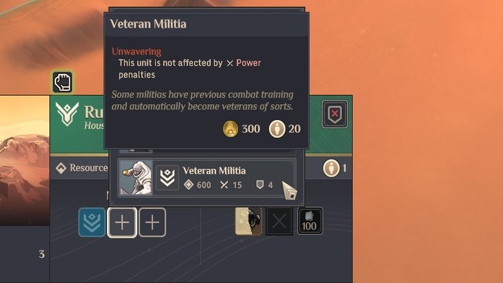 Veteran Militia units are close to a good military unit. - Dune Spice Wars: House Atreides - faction features - Fractions - Dune Spice Wars Guide