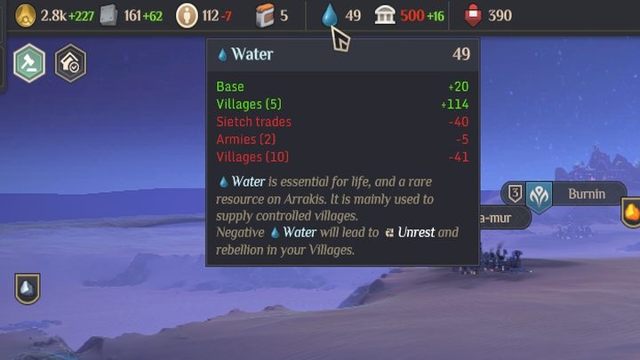 Water is a necessary resource, no matter what - Dune Spice Wars: Water - Resources and raw materials - Dune Spice Wars Guide