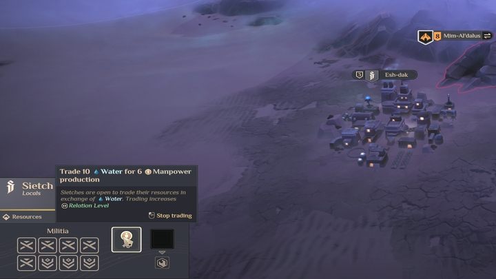 You can trade with Sietches or improve your relations with them by giving them 10 units of Water - Dune Spice Wars: Water - Resources and raw materials - Dune Spice Wars Guide