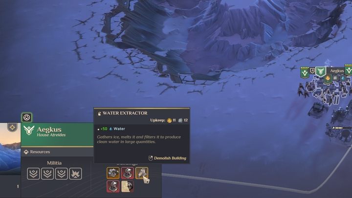 Building a Water Extractor can be extremely tempting, as it grants you a staggering +50 Water - Dune Spice Wars: Water - Resources and raw materials - Dune Spice Wars Guide