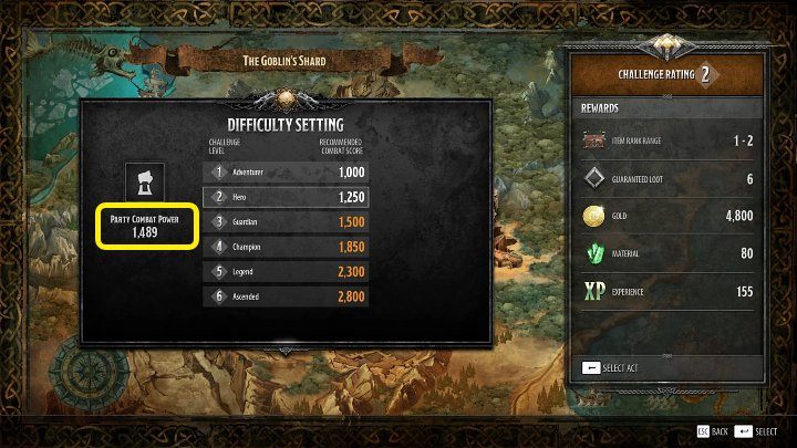 Before embarking on a mission, pay attention to the party combat power to select a suitable level of difficulty - Dark Alliance: Beginners Guide - Basics - Dark Alliance Guide