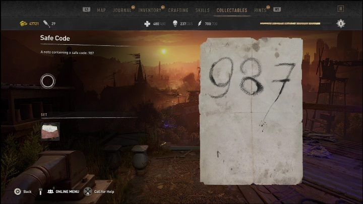 The code envelope is in the safe on a bookcase - Dying Light 2: Safe codes - list of all - Secrets & Collectables - Dying Light 2 Guide
