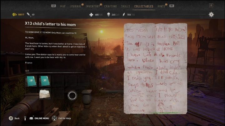 The letter is on the nightstand, next to the hospital bed - Dying Light 2: Mementos (Wasteland) - list of all - Wasteland - Dying Light 2 Guide